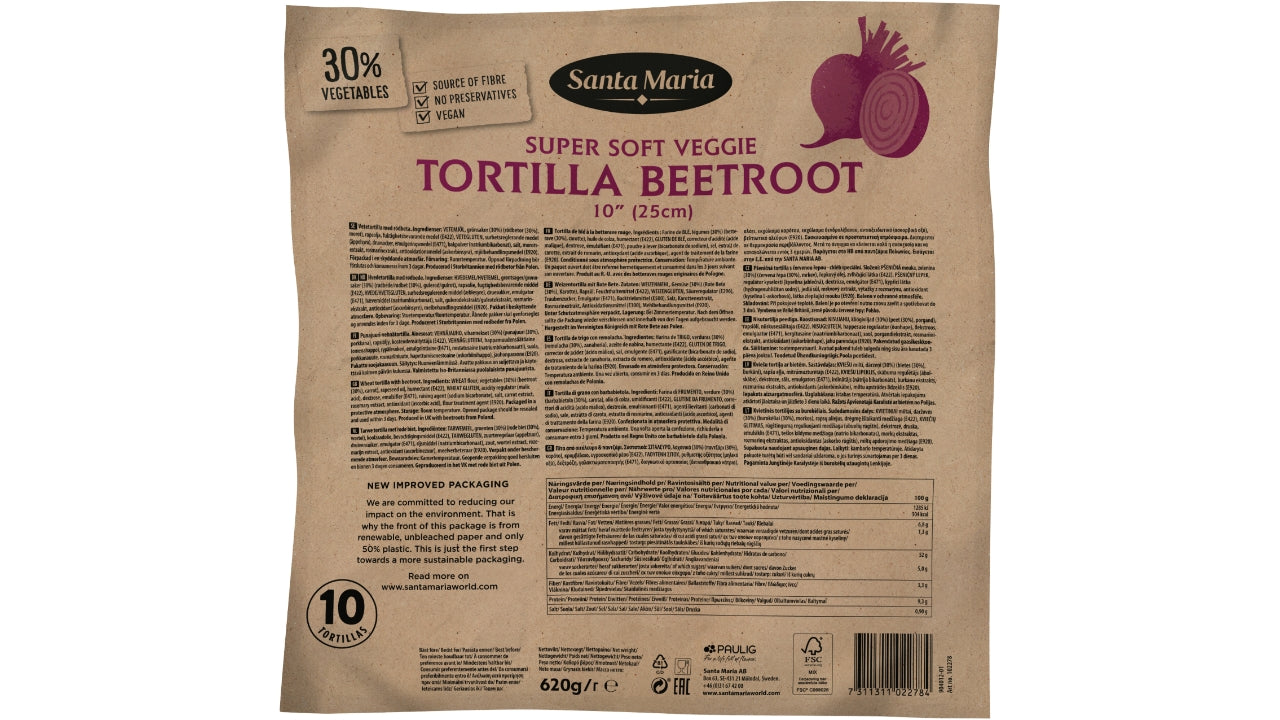 Tortilla rødbede 25cm 10stk