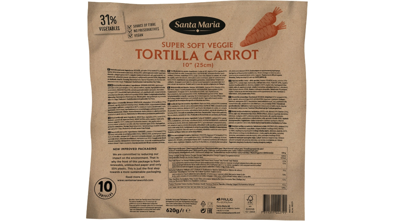 Tortilla gulerod 25cm 10stk