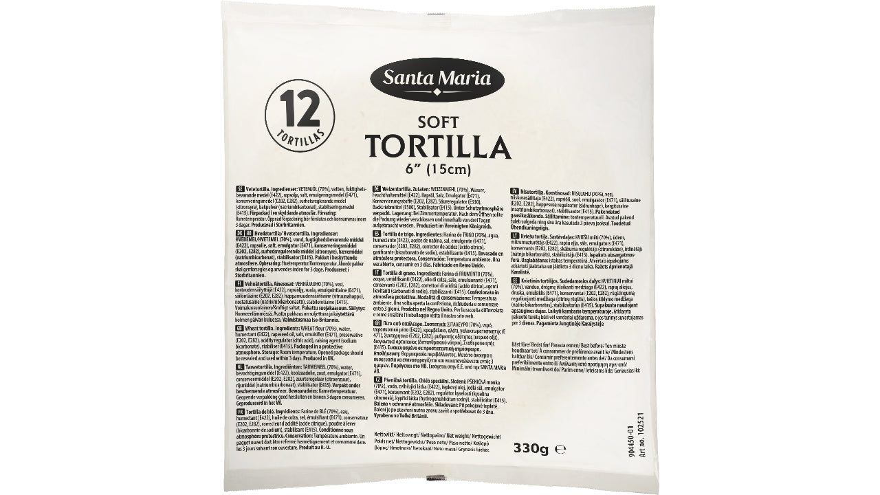 Tortilla hvede 15cm 12x12stk