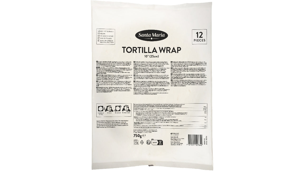 Tortilla wrap hvede 25cm 6x12stk
