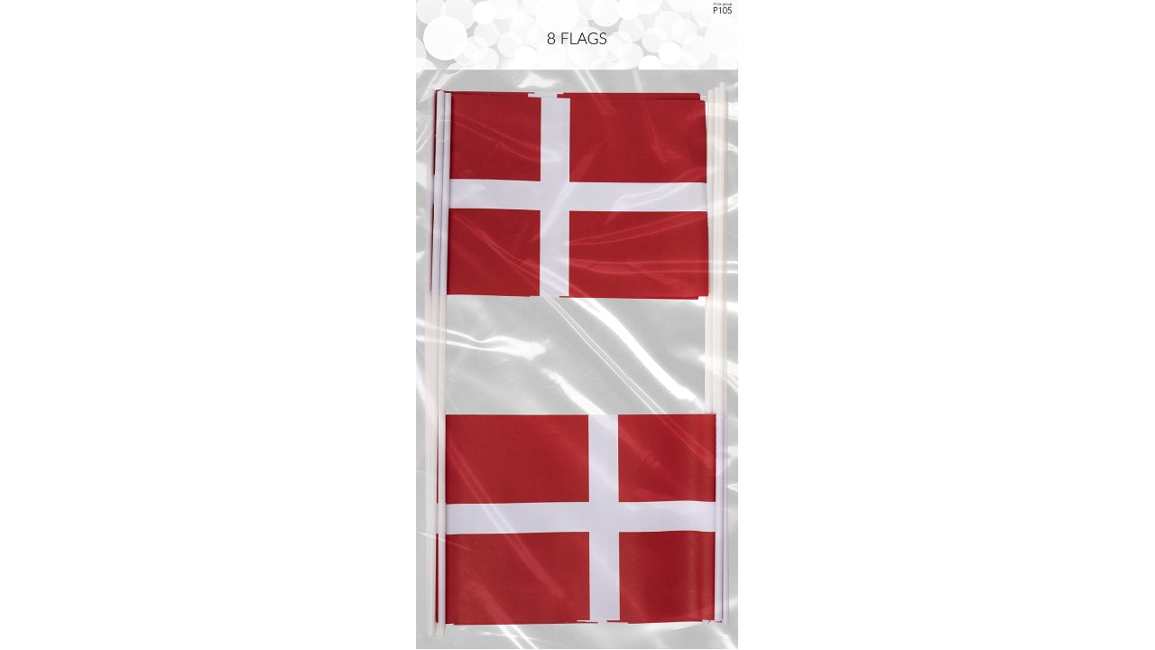 Flag på pind A5 Dannebrog 20x40cm 8stk