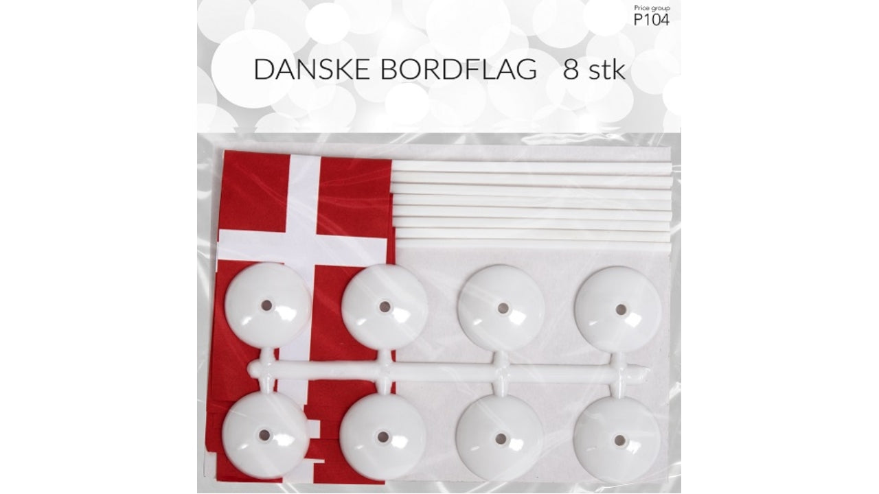 Flag bordflag på fod Dannebrog 8stk
