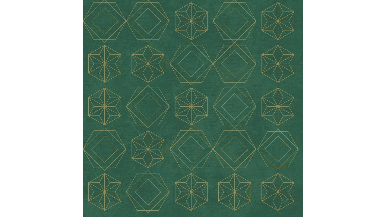 Serviet 40x40cm gilded star green 60stk