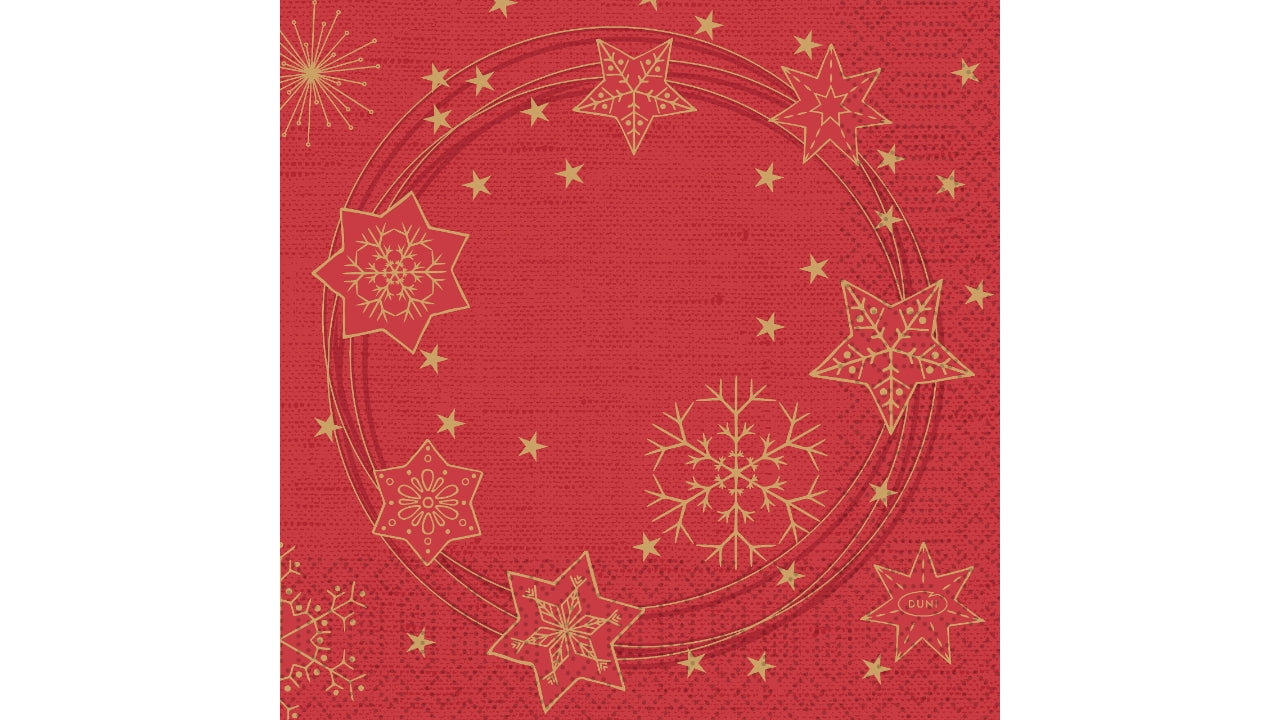 Serviet 33x33cm star shine red 50stk