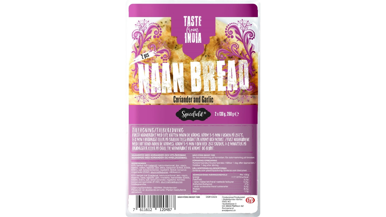 Naan brød hvidløg/koriander 260g
