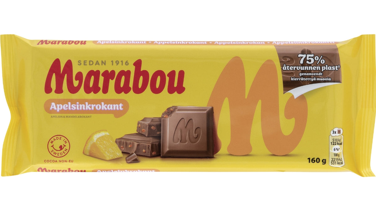 Marabou appelsin krokant 160g