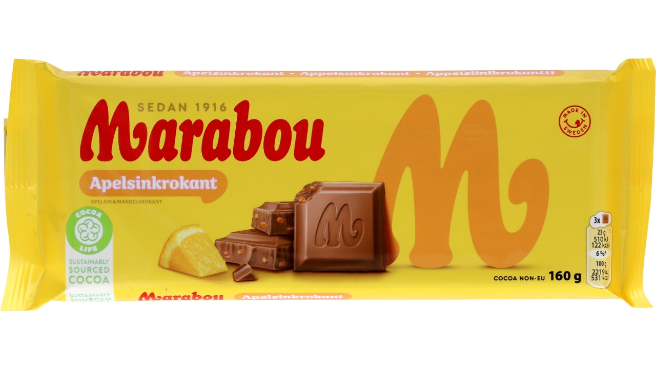 Marabou appelsin krokant 160g