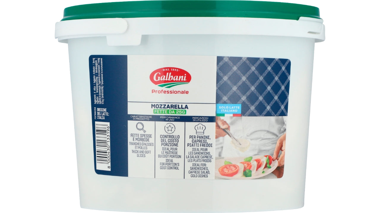 Mozzarella i skiver 2kg/1kg