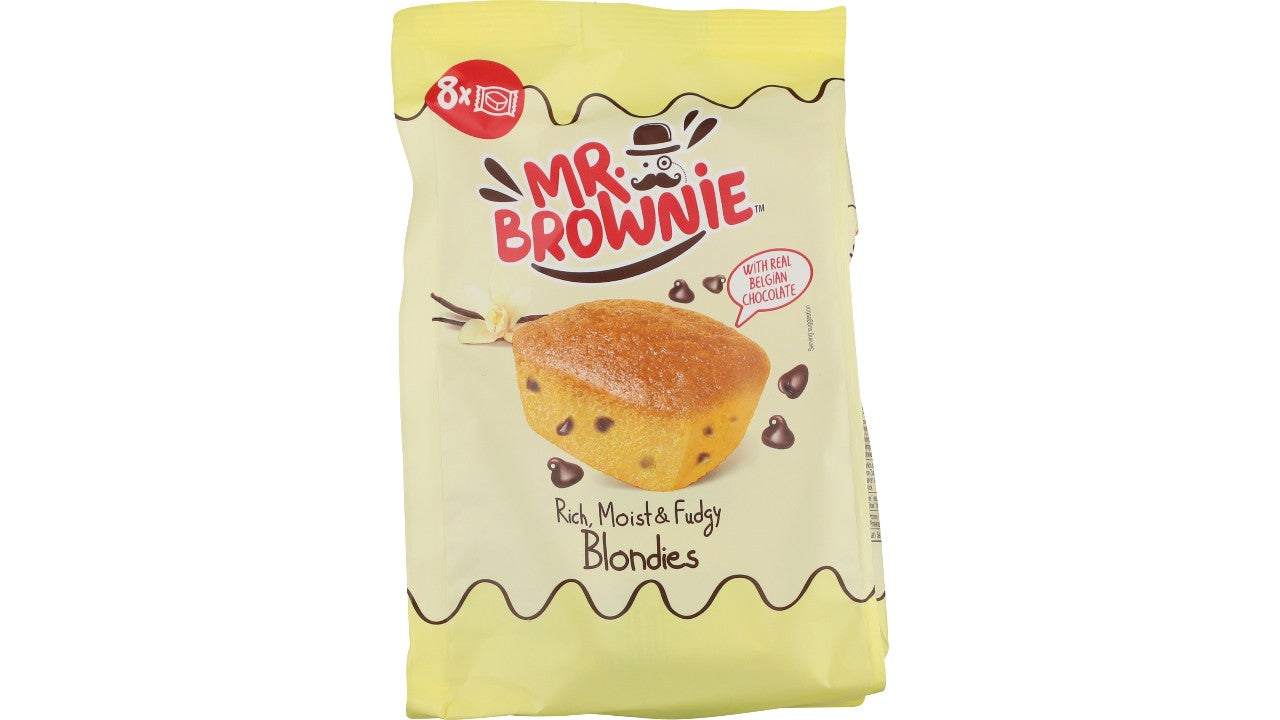 Lys brownie m/chokolade indpakket 8x25g