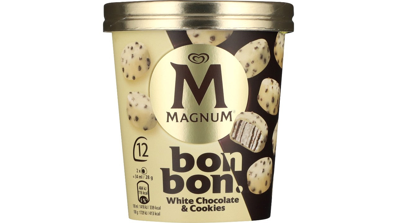 Bonbon hvid chokolade og cookie 12x17ml