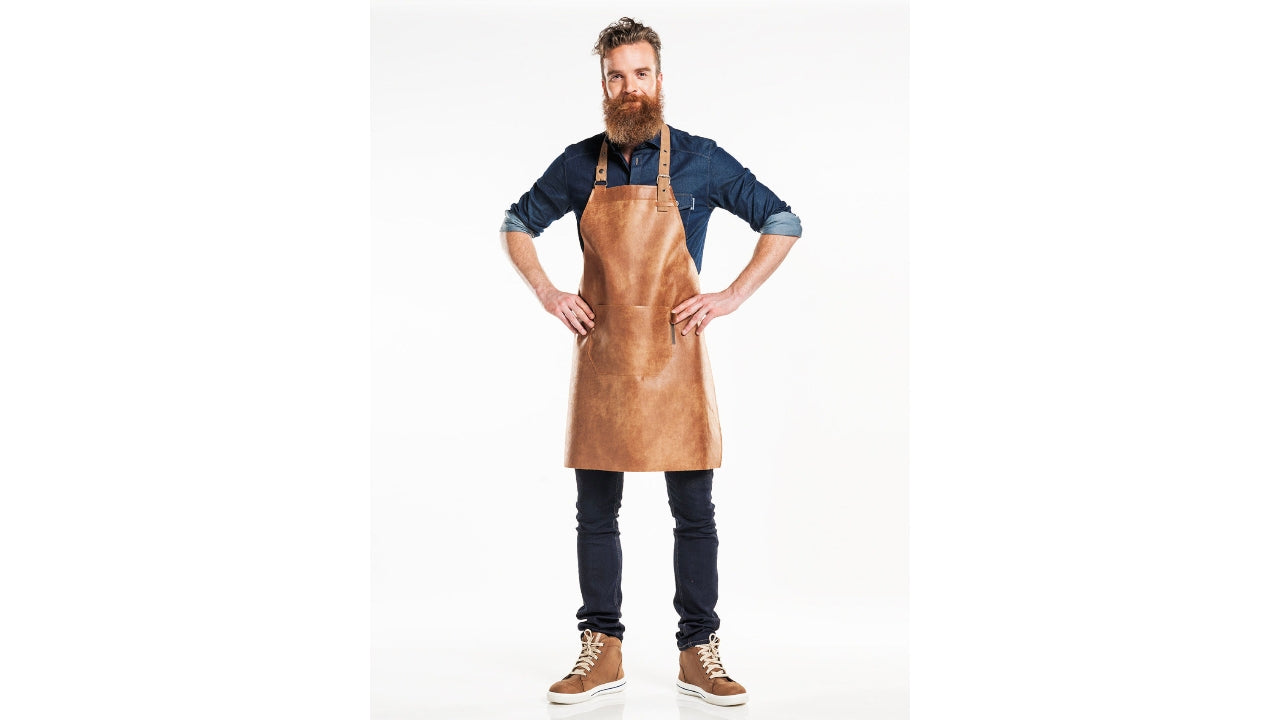Læderforklæde Bourbon gold bib