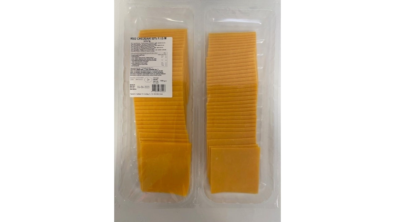 Cheddar rød skiver 15g 48+ 2x500g