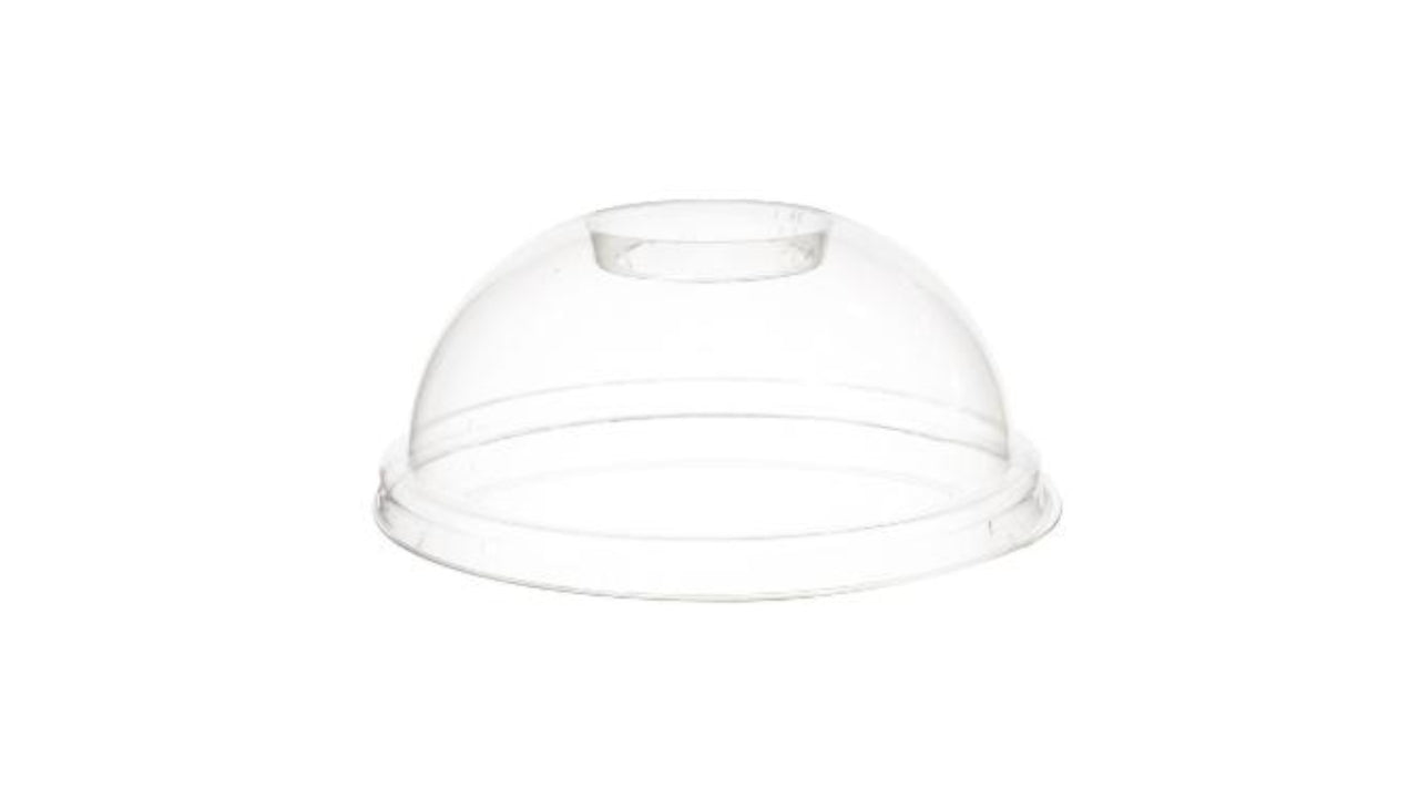 Plastlåg 100stk klart kuppelformet m/hul