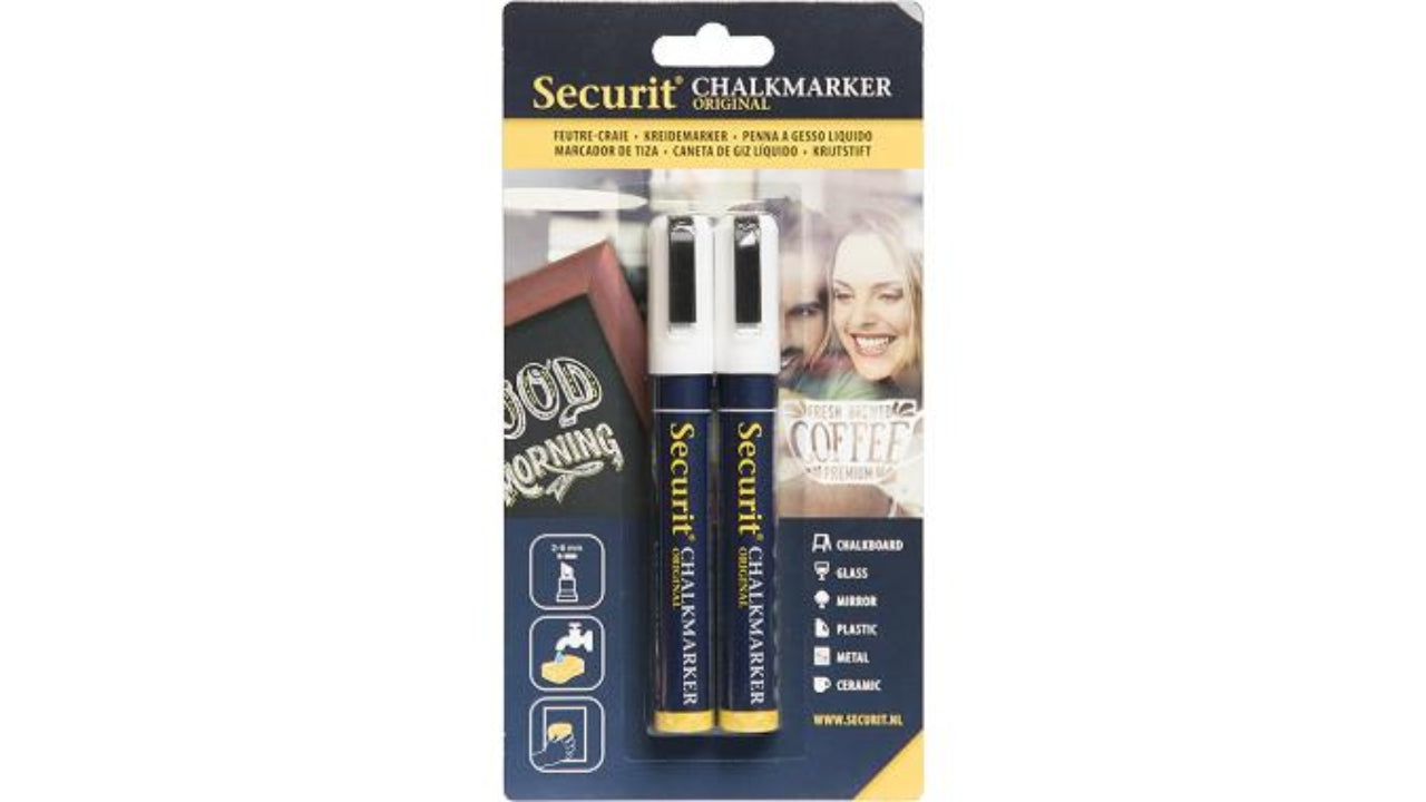 Tuschpen 2stk Securit medium hvid