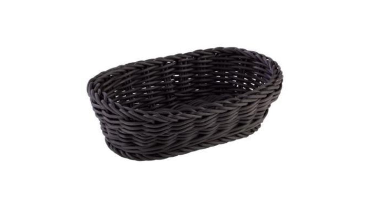 Brødkurv oval kraftig plastflet PP sort