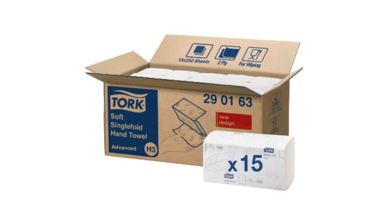 Håndklædeark H3 2 lag hvid 250stk