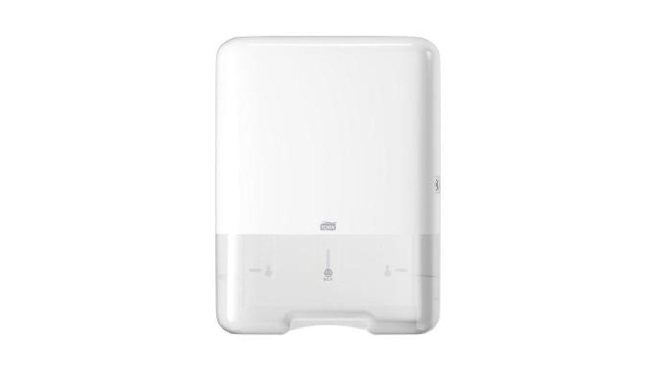 Dispenser håndklædeark tork hvid plast