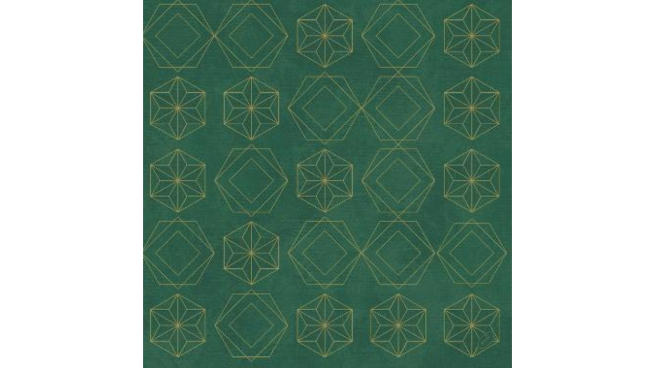 Serviet 40x40cm gilded star green 60stk