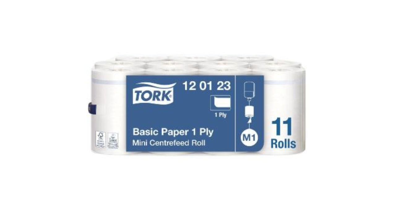 Mini Tork hvid 1-lag aftørringspapir