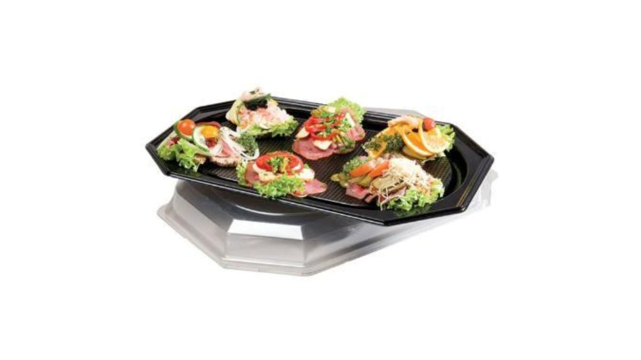 Plastlåg klar t/sort stort fad 10stk