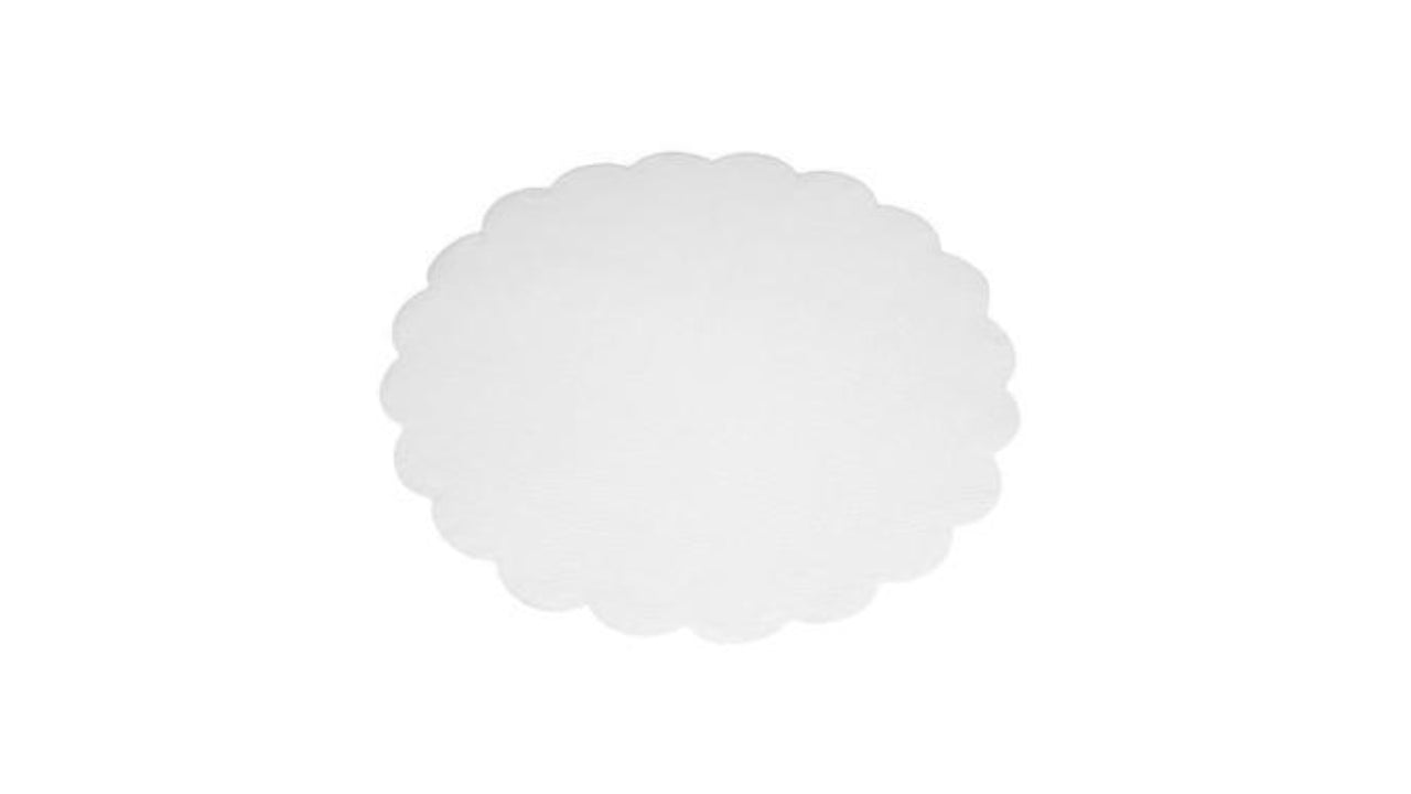 Fadpapir 16cm rund præget hvid 500stk