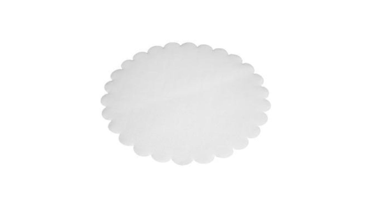 Fadpapir 18cm rund præget hvid 500stk