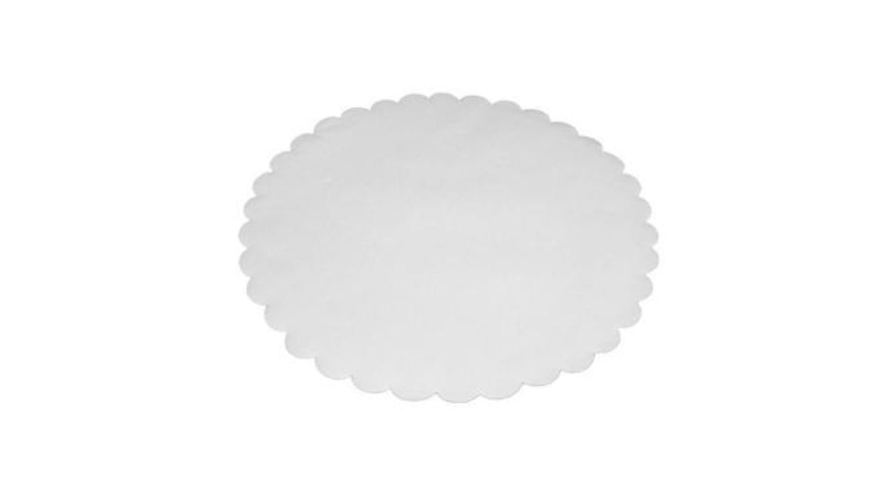 Fadpapir 26cm rund præget hvid 500stk