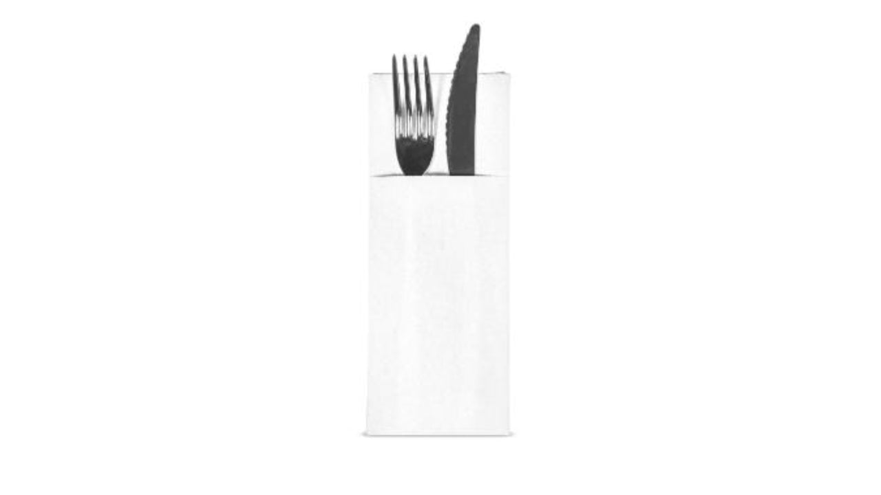 Serviet 40x32cm t/bestik hvid 50stk
