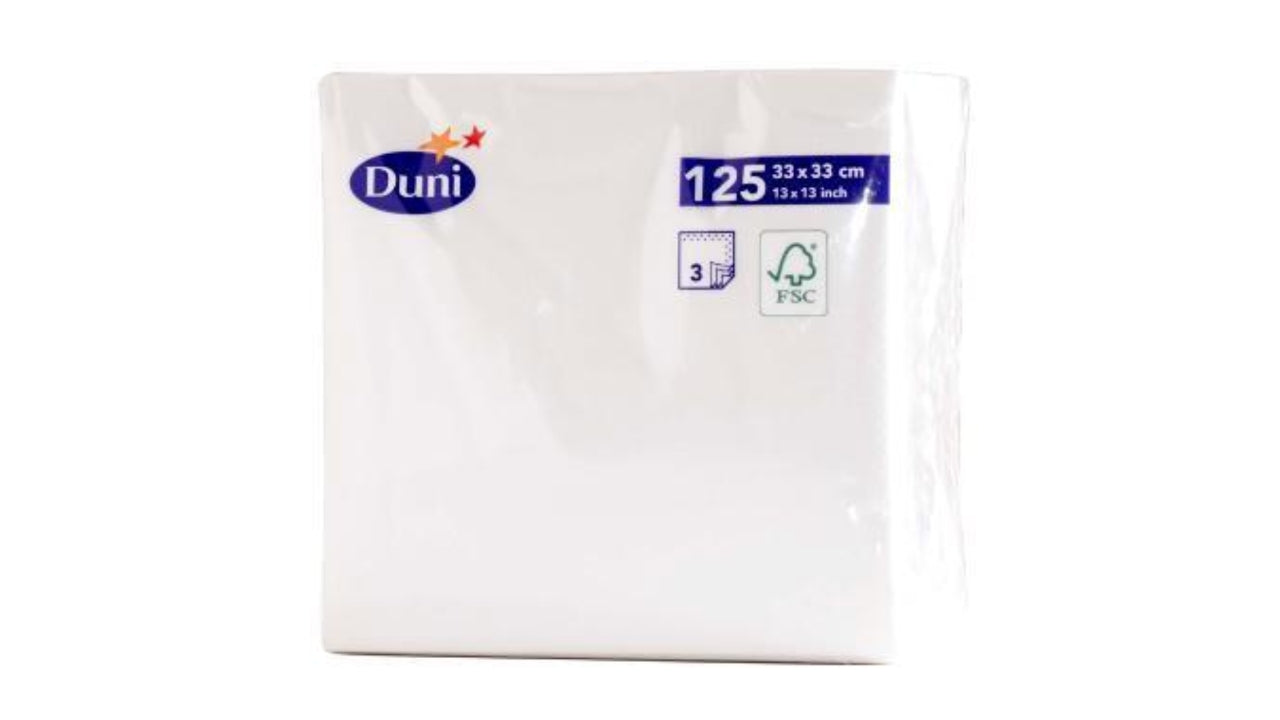 Serviet 33x33cm hvid 125stk