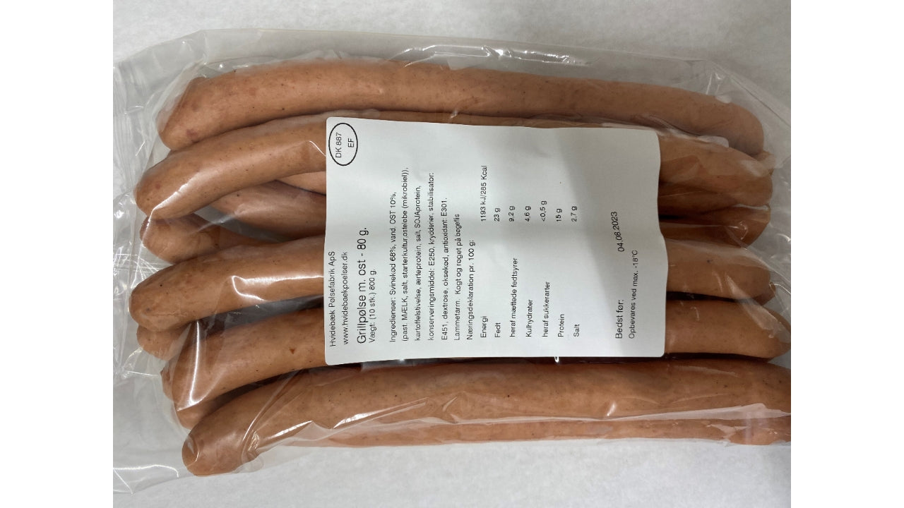 Grillpølse m/ost 80g 6x800g