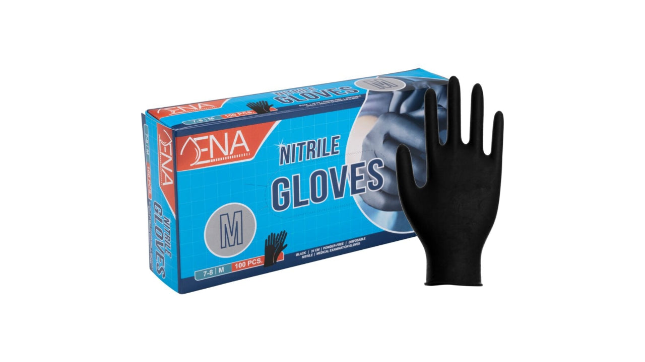 Nitrilhandske sort pudderfri M 100stk