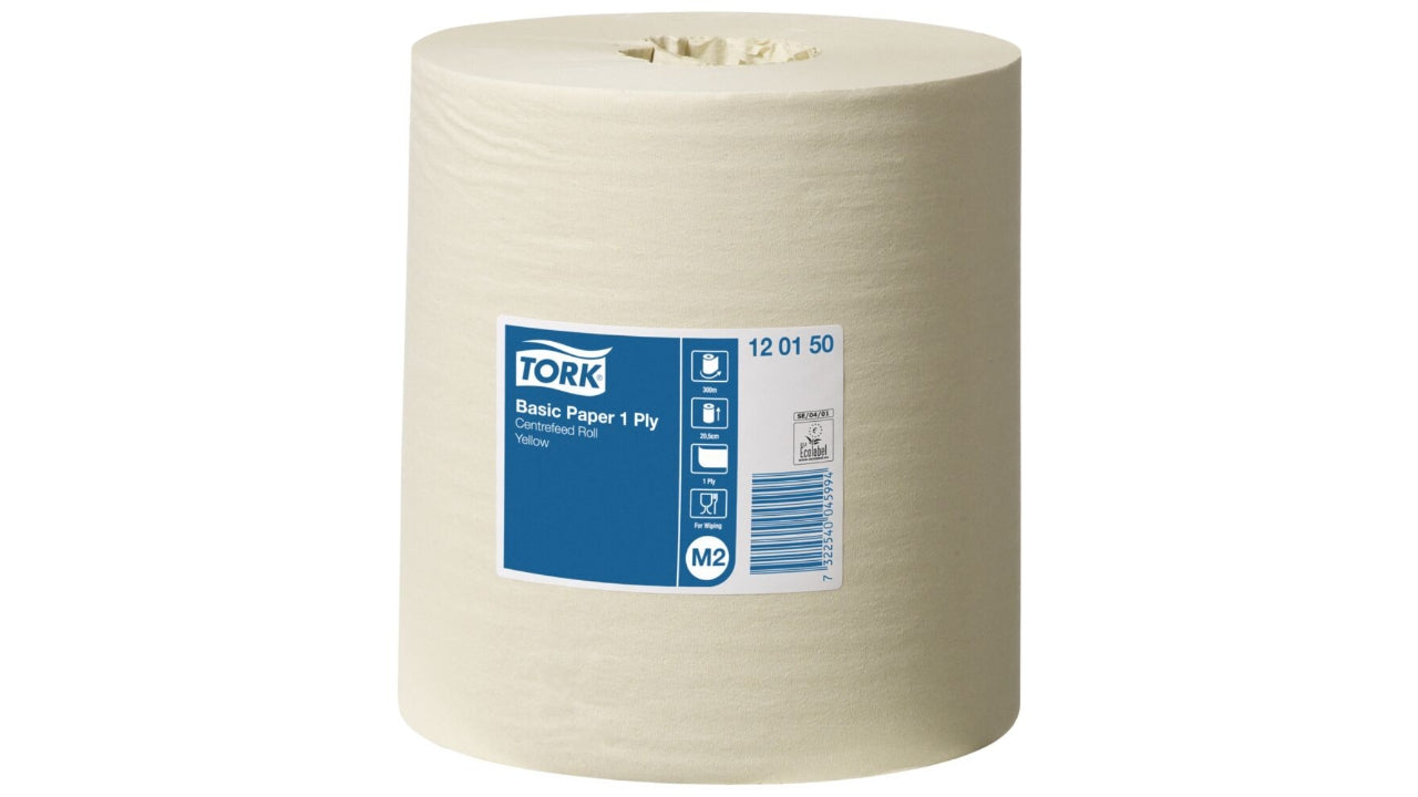 Håndklæderulle Tork 1-lag gul 300m