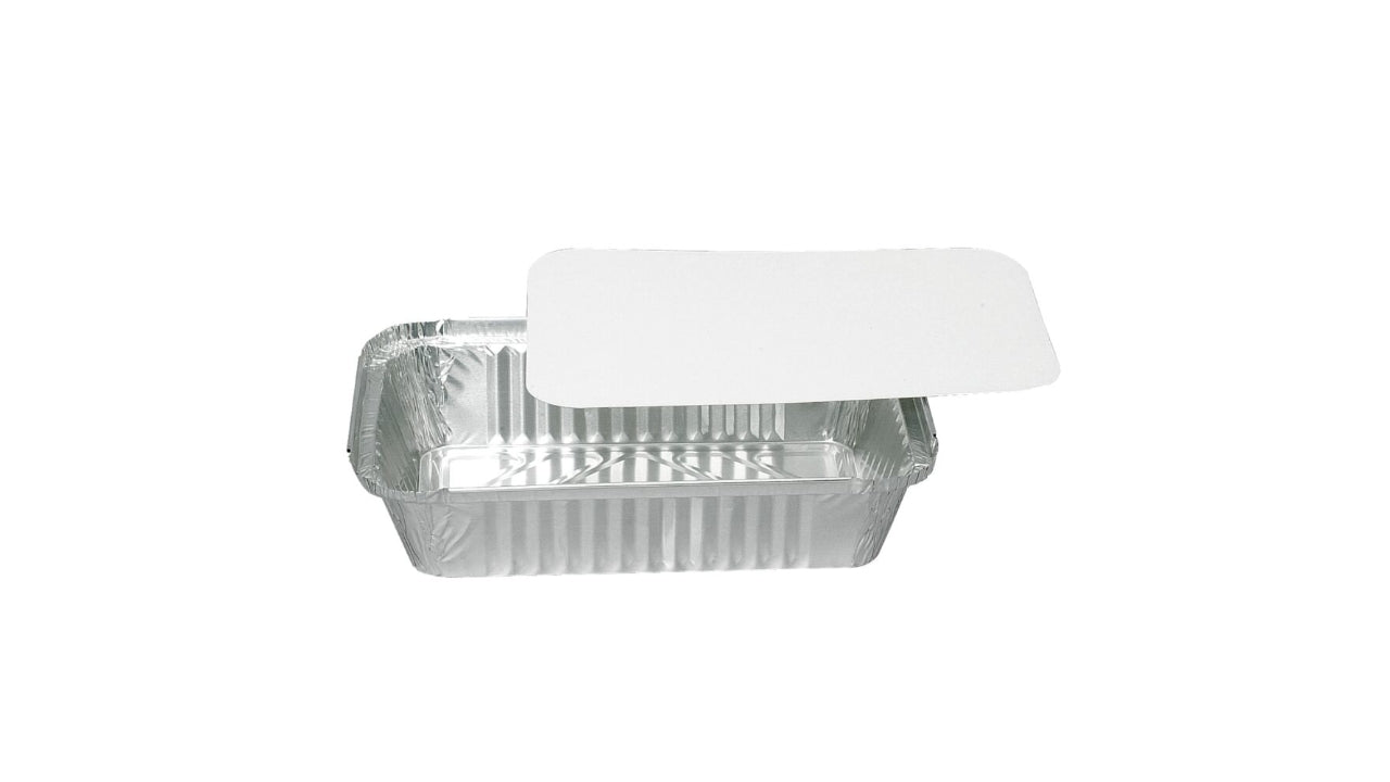 Låg hvid pap/alu 22x13,3cm 100stk